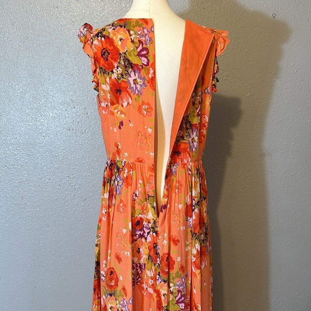Brooks brothers red fleece cotton floral maxi dress in salmon color size 12 - Picture 5 of 11